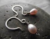 handmade pearl and sterling drops....earrings