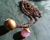 blush family circles...brass locket...necklace