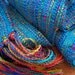 handwoven scarf in peacock blue long