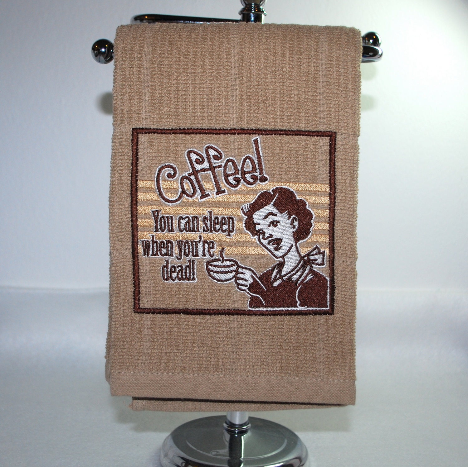 Embroidered Dish Towel Coffee Fiend