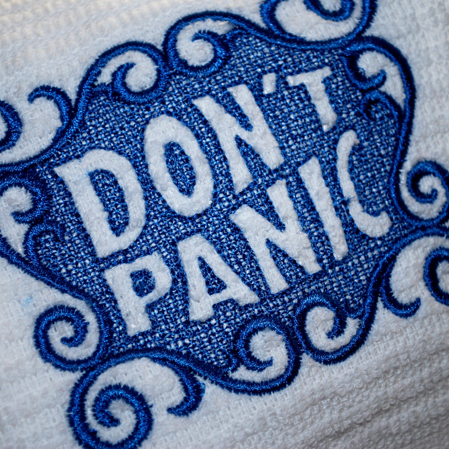 DON'T PANIC Hitchhiker's Towel - Royal Blue