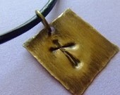 Men's Handstamped Rugged Cross Necklace Fathers Day First Communion Confirmation Baptism