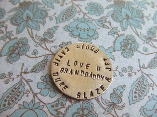 Large Handstamped Sterling Silver Pocket Token Golf Marker Fathers Day Graduation