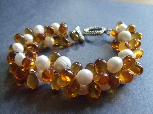 Amber and Pearl Bracelet