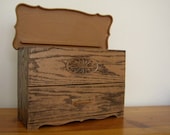 Reserved for MoteViolence - Vintage Molded Plastic Faux Wood Sewing Box