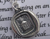 glowing lantern wax seal necklace charm... brighter hours will come... a message of hope