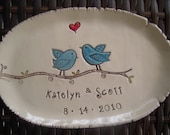 Lovebirds - personalized larger version dish - wedding - anniversary- Made to order
