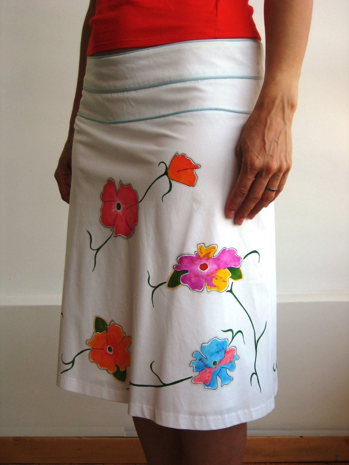 Zodiac Flowers handpainted skirt