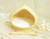 French Salt Pig Handcrafted Spoon Pastel Lemon Yellow Salt Cellar Ceramic Stoneware Pottery For Gourmet Cook Or Kitchen