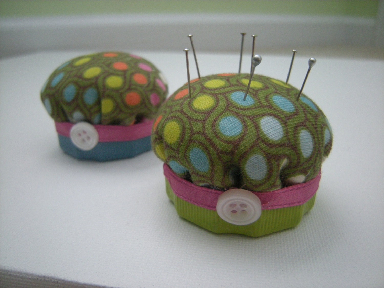 Retro Fabric Mini Pincushion- Set of Two