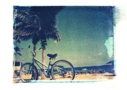 Photography Polaroid Bicycle Beach Vintage Art 4x5 Print
