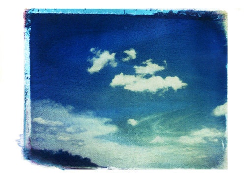 Photography Polaroid Clouds Blue Vintage Art 4x5 Print