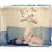 angelic polaroid transfer of girl with toy plane(11x14)