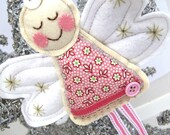 Angel for Christmas or Christening in Pink Ditsy Flower Fabric x Large Angel Decoration