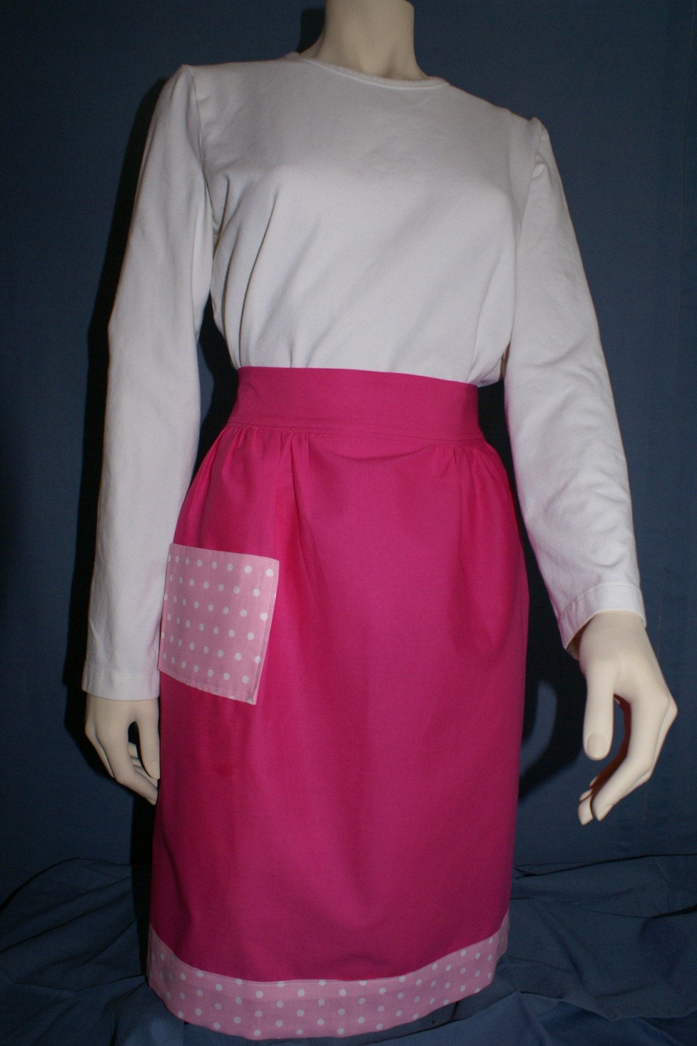 Handmade hot pink and polka dot apron