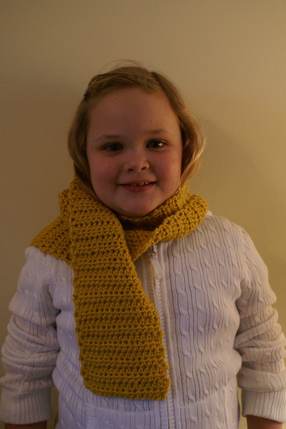 Gold handmade crocheted unisex scarf