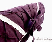 Customizable Straight Needle Case Needle Holder Project Bag Knitting Needle Case in Eggplant Purple