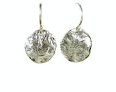 Sterling silver textured disk earrings - Maria Earrings