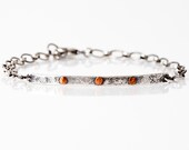 Sterling Silver Textured Bracelet with Copper Rivets - Thalia Bracelet