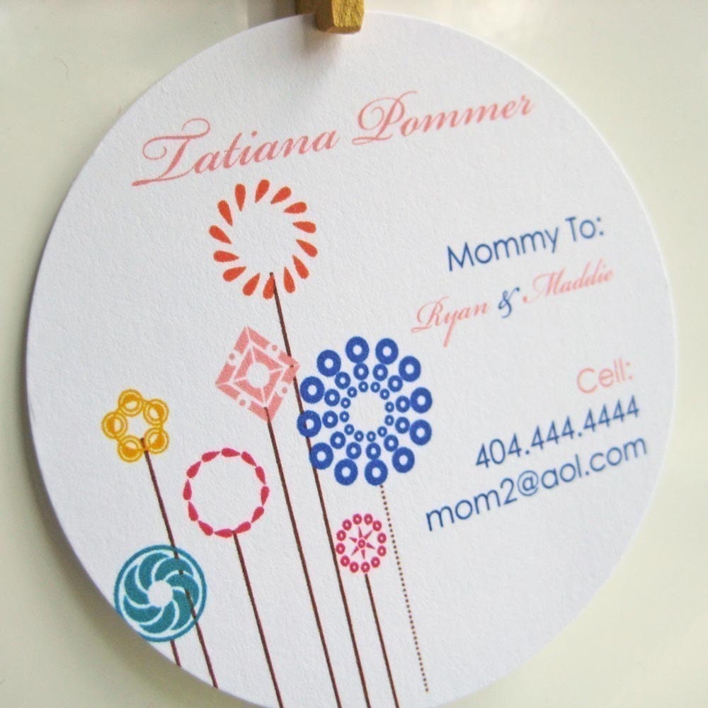Mommy Calling Cards - Round Pinwheel Flowers Set of 48
