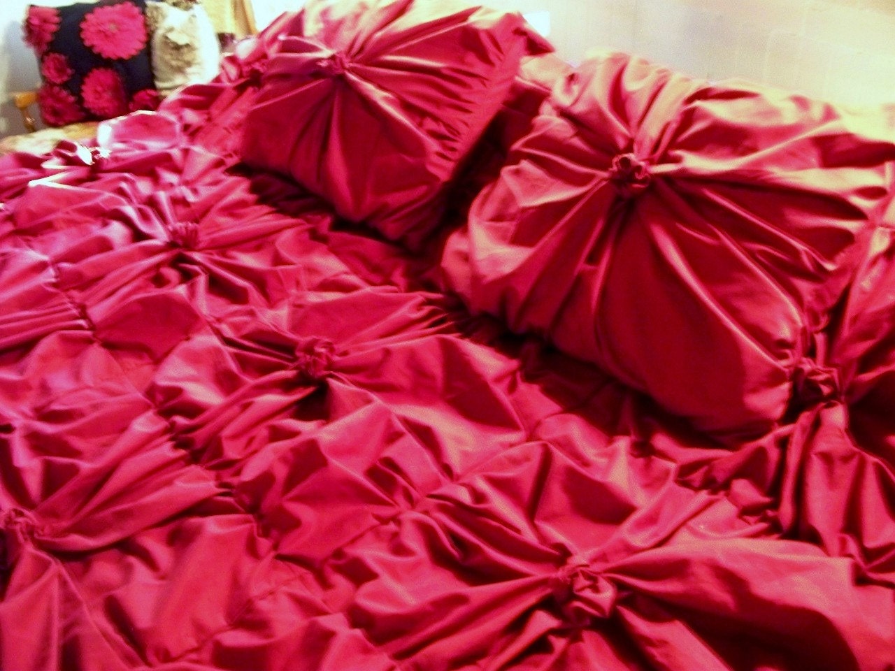 Vintage inspired Ruby Red Duvet Cover Queen