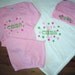 Personalized Baby Blanket Newborn Set Polka Dots Gown Cap Monogrammed