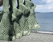 Crochet Market Bag   Bread and Butter Bag in Green  Handmade