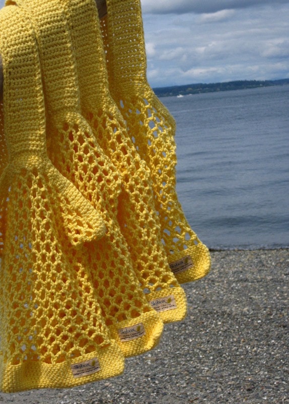 Cotton Beach Bag  Bread and Butter Bag in Butter Yellow