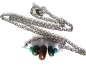 Turquoise Necklace Handmade Wood Bead Natural Jewelry by Hendywood