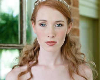 Bridal Headband Six Strand Swarovski Pearl and Crystal Hairband Simple and Modern