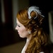Bridal Hair Pin Rhinestone Tear Drop with Feather Spray in White or Ivory Vintage-Inspired