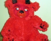 altered reborn evil devil bear with Needle felted face