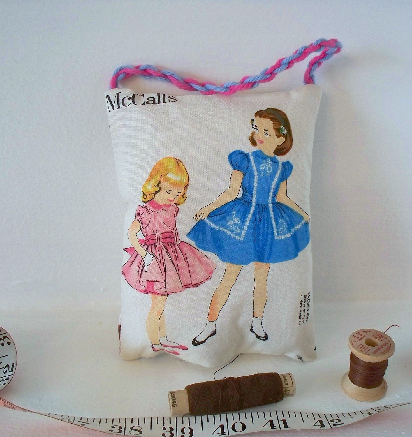 Vintage McCall's Pattern - Plush Miniature Pillow Doorhanger - Spring Decoration