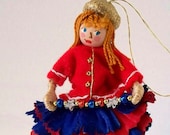 Patriotic Art Doll - Stars and Stripes Flower Pixie - Holiday ornamnent