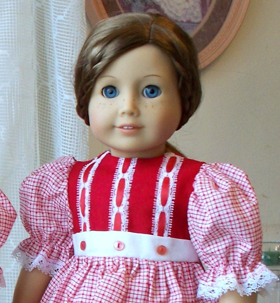 American Girl Doll Dress - 18 inch doll dress - Red Festive Dress