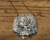 Peony Flower Necklace Pendant Shrinky Dink Jewelry