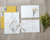 Vintage Inspired Floral Wedding Invitation Sample