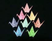 8 Large Japanese Chiyogami Paper Cranes in Assorted Design