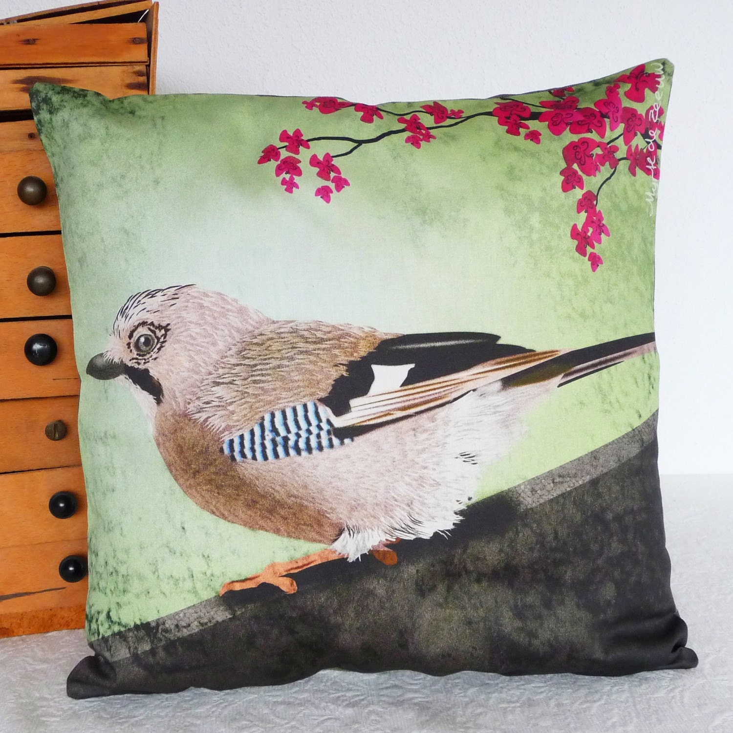 Pillow case Eurasian Jay pillow sham, cushion cover, throw pillow