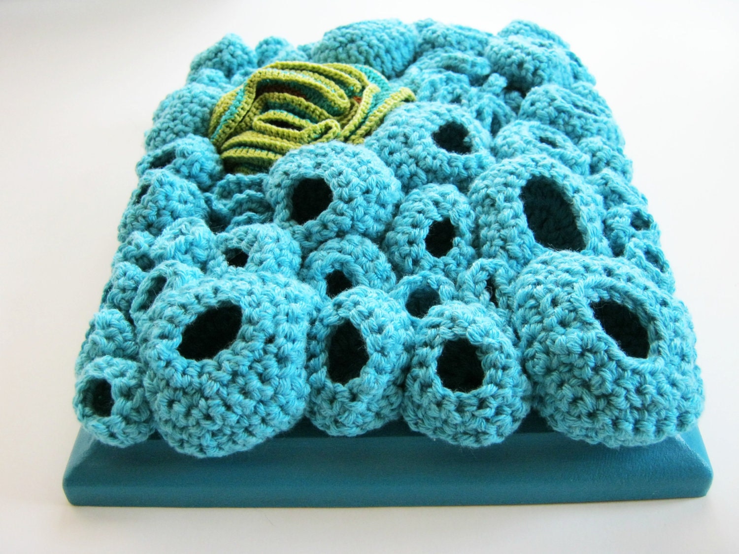 Fiber Art Mixed Media Soft Sculpture in Turquoise Blue - Lagoon