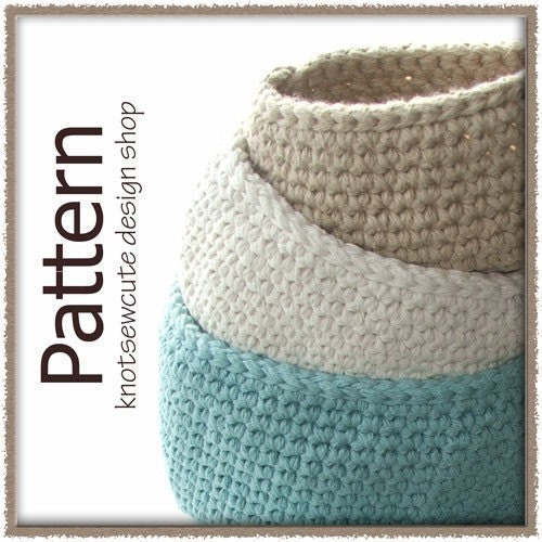 Oval Cotton Storage Bins - Crochet Pattern (PDF) - INSTANT DOWNLOAD
