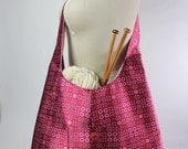Purse Shoulder Bag Market Bag or Knitting Tote in Gorgeous Silk Fabric