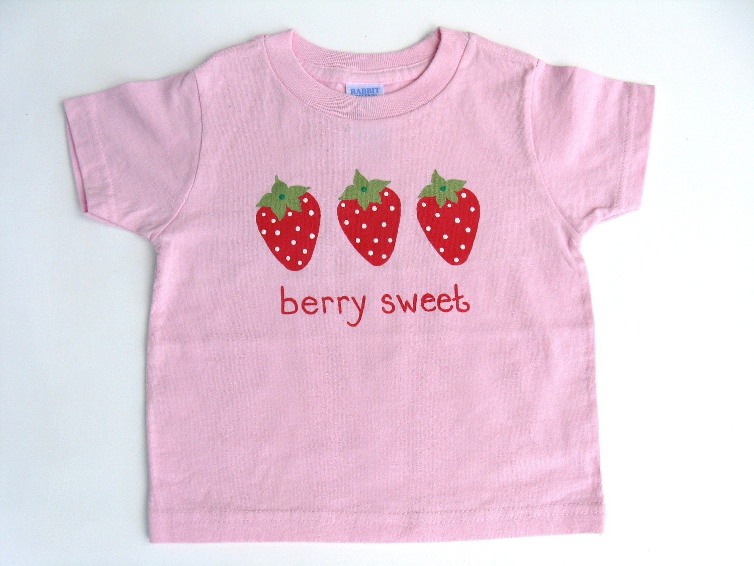 Girls Strawberry T-Shirt, Baby and Toddler,  Hand Painted, Pink Cotton Tee or Top