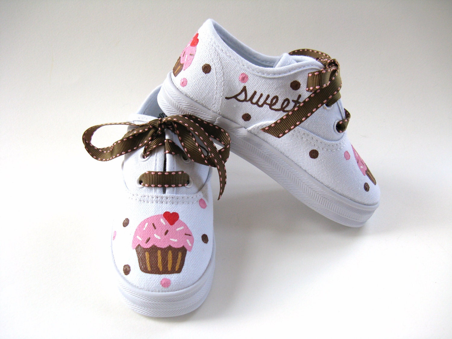 Girls Cupcake Shoes, Baby and Toddler, Kids Birthday Sneakers, Hand Painted