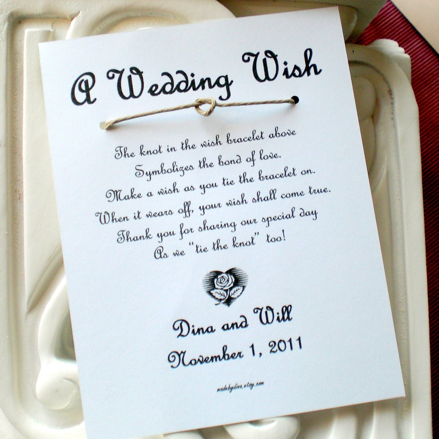 Reserved for Mindy. 30 Heart Shape Love Knot - A Wedding Wish - Wish Bracelet Wedding Favor Custom Made for You