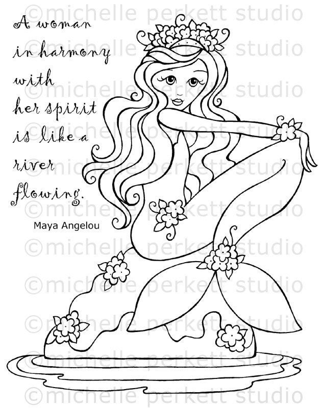 Digital Stamp Harmony Mermaid Maya Angelou Fins Ocean Inspiration Cardmaking Scrapbooking Stamping