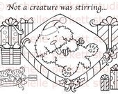 Digital stamp Image Dog Puppy Christmas presents stamping scrapbooking cardmaking