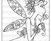 Digital Stamp Image Fairy Roses Wings Cardmaking Scrapbooking Crafts