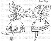 DIGITAL STAMP - Juniper and Ceciia Having Tea In The Garden