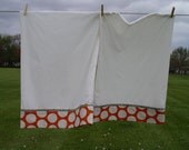 Pillow Case set,  off White with Orange Polka Dots